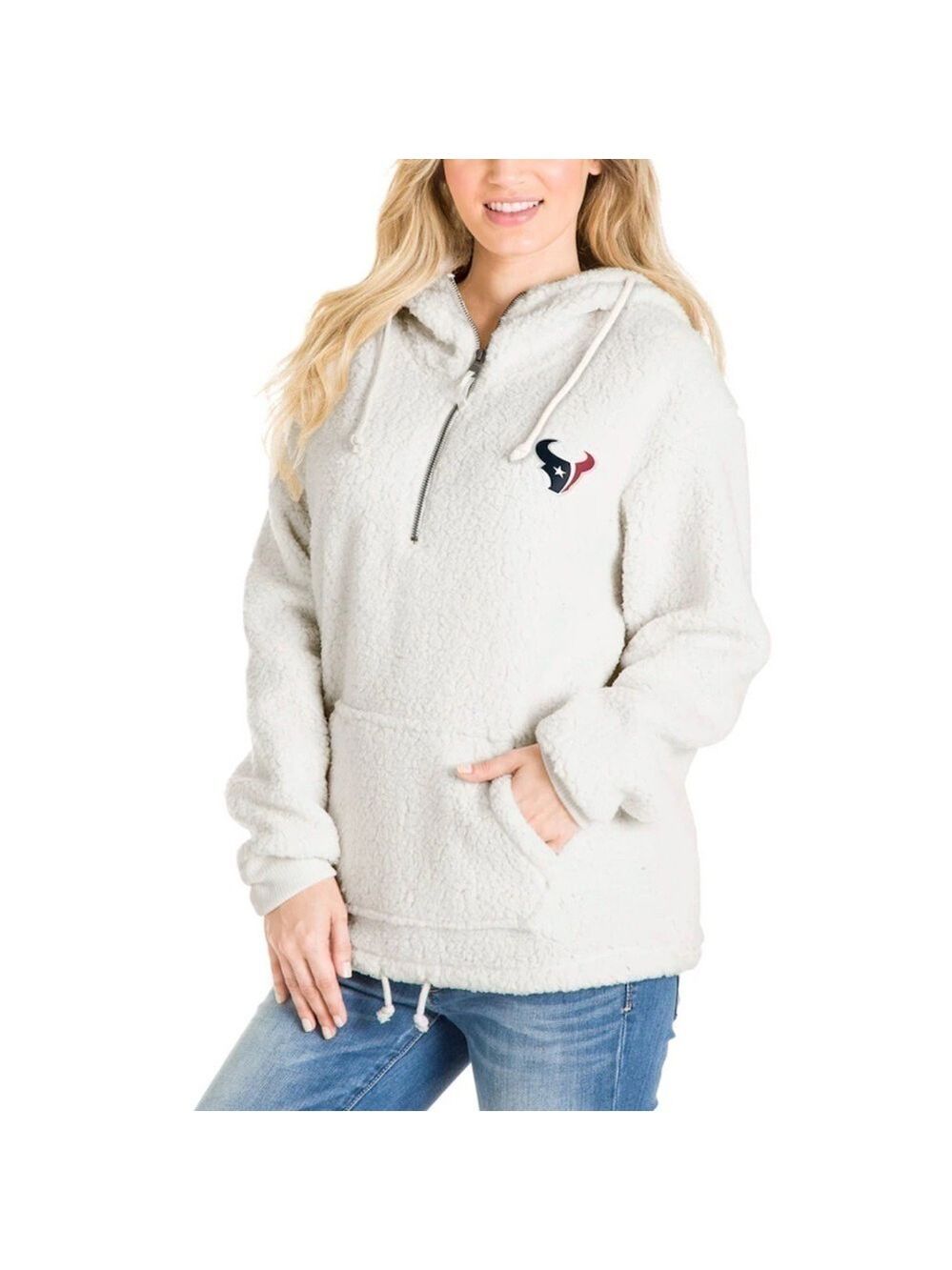 New Era Women’s Houston Texans Sherpa Quarter-Zip Pullover Hoodie